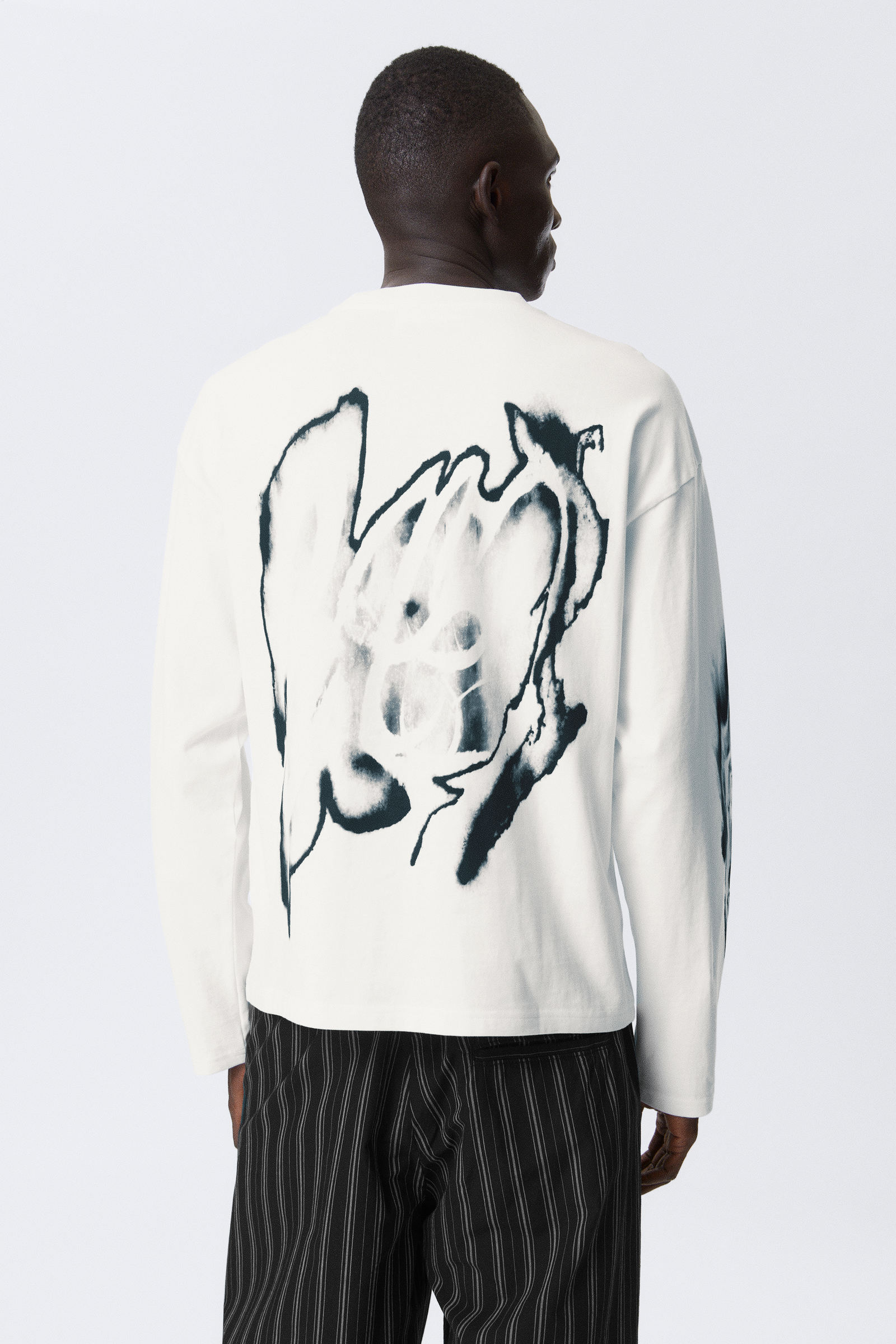great boxy graphic long sleeve t-shirt - White - Abstract