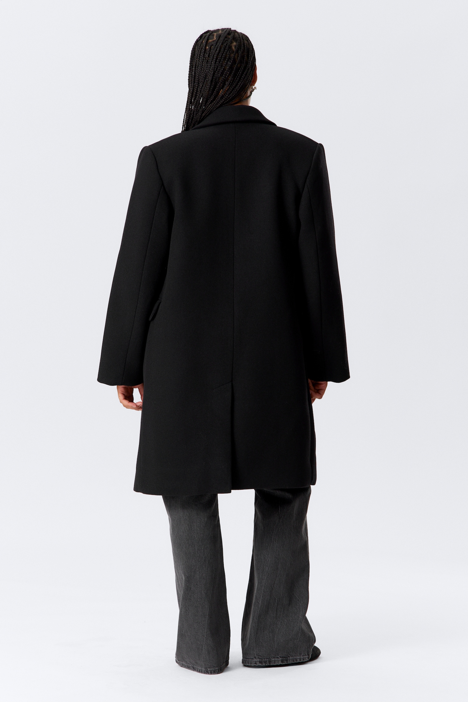 Manteau oversize en laine mélangée - Noir/Vert kaki foncé - 4