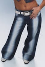 Blauw spray - Poser jeans met normale taille en wijde pijpen - 3