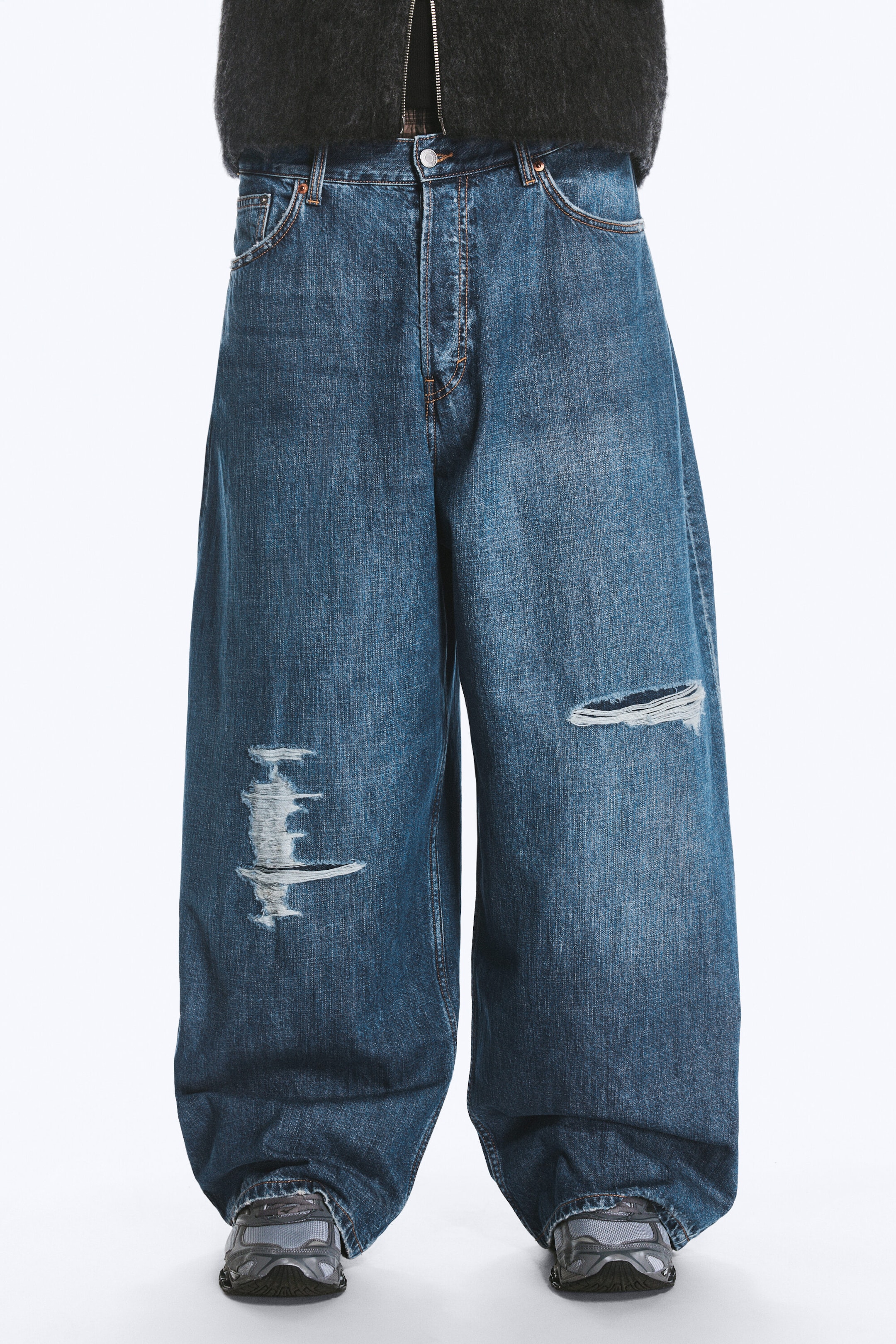 Sandy Blue - Mellanblå - Void low waist loose baggy jeans - 2