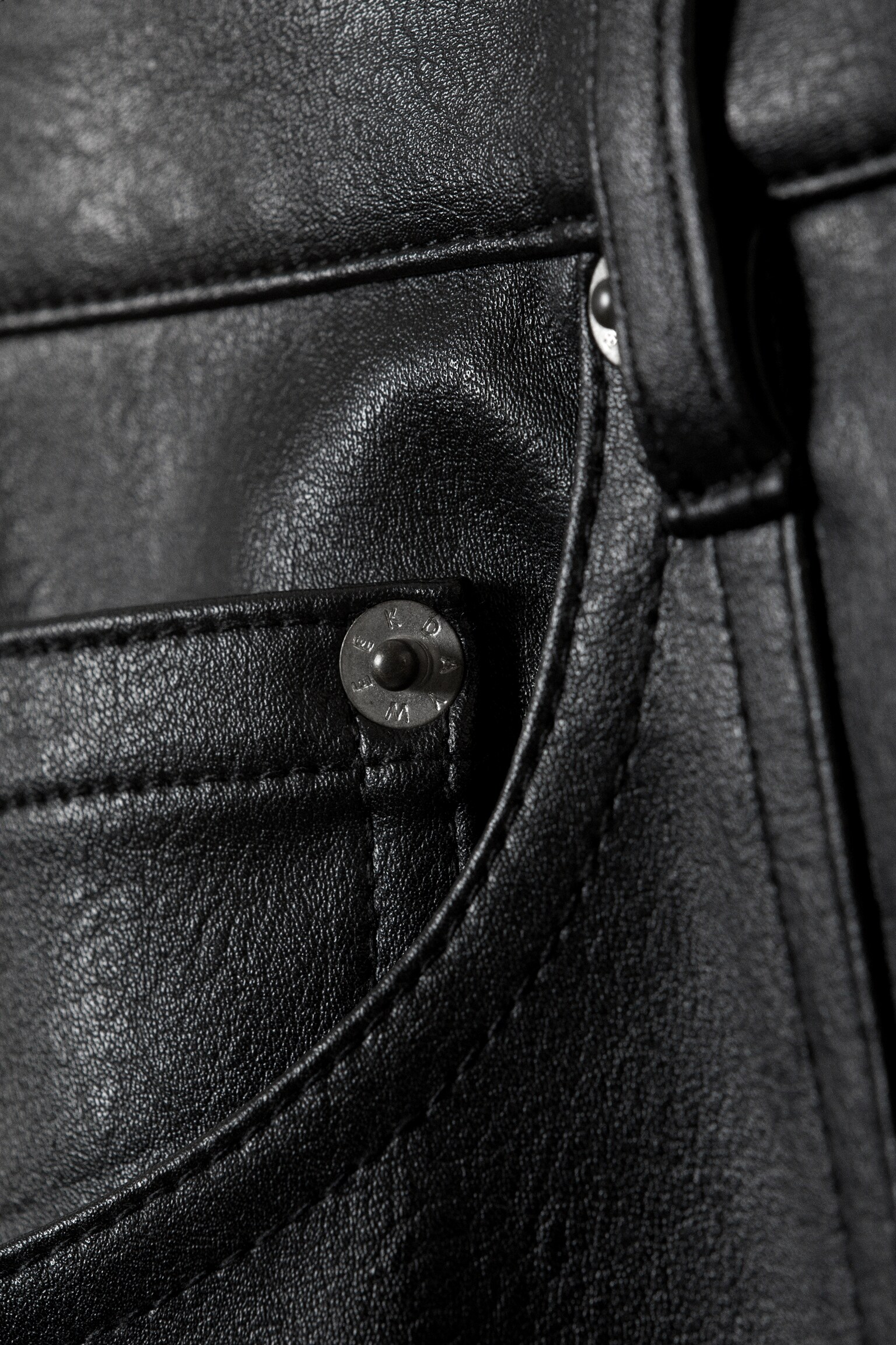 Space Relaxed Faux Leather Zip Hem Trousers - Black - 4