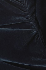 Dunkelblau - Asymmetrisches, drapiertes Mesh-Top aus Samt - 4