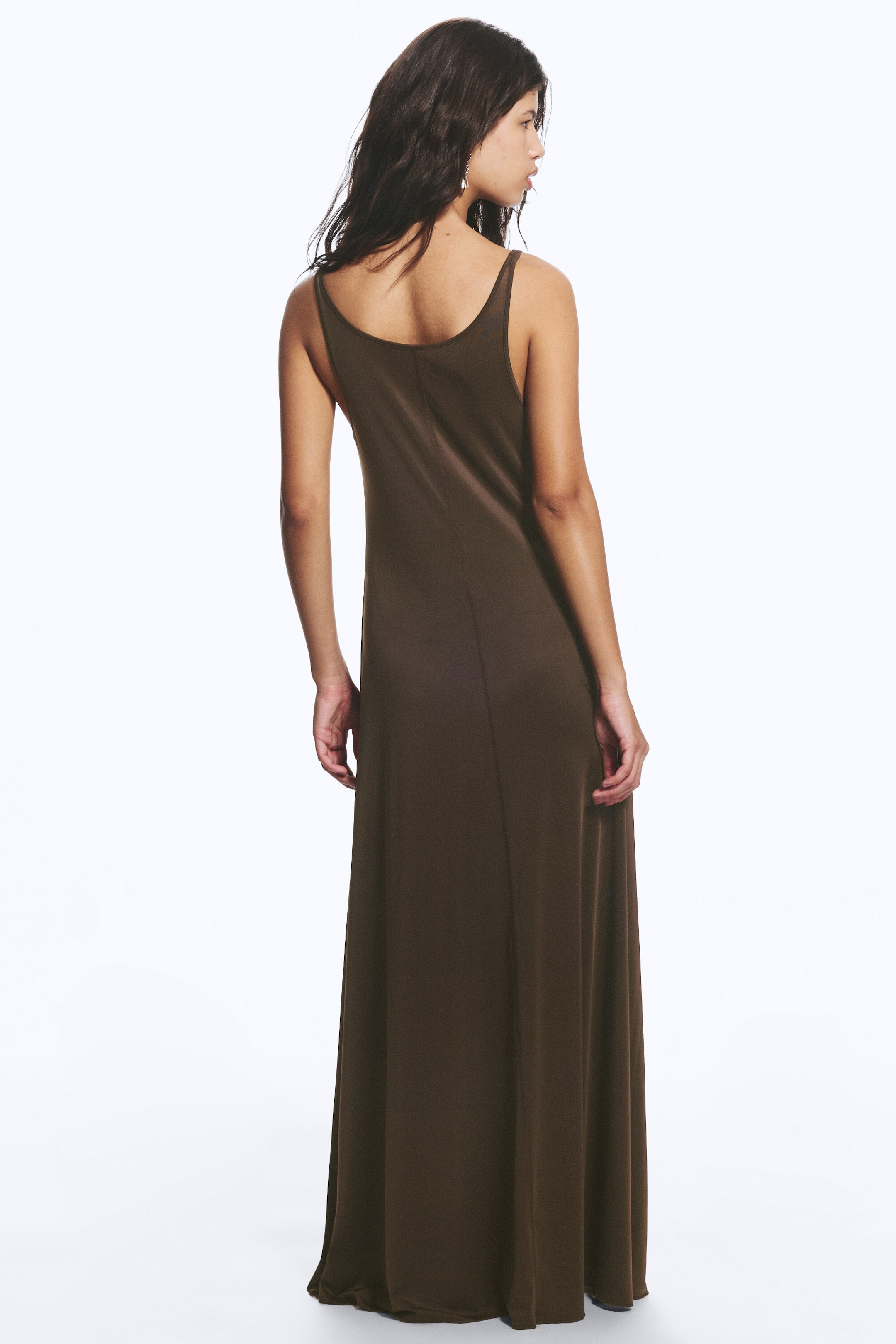 Dark Brown - Sleeveless Tank Maxi Dress - 3