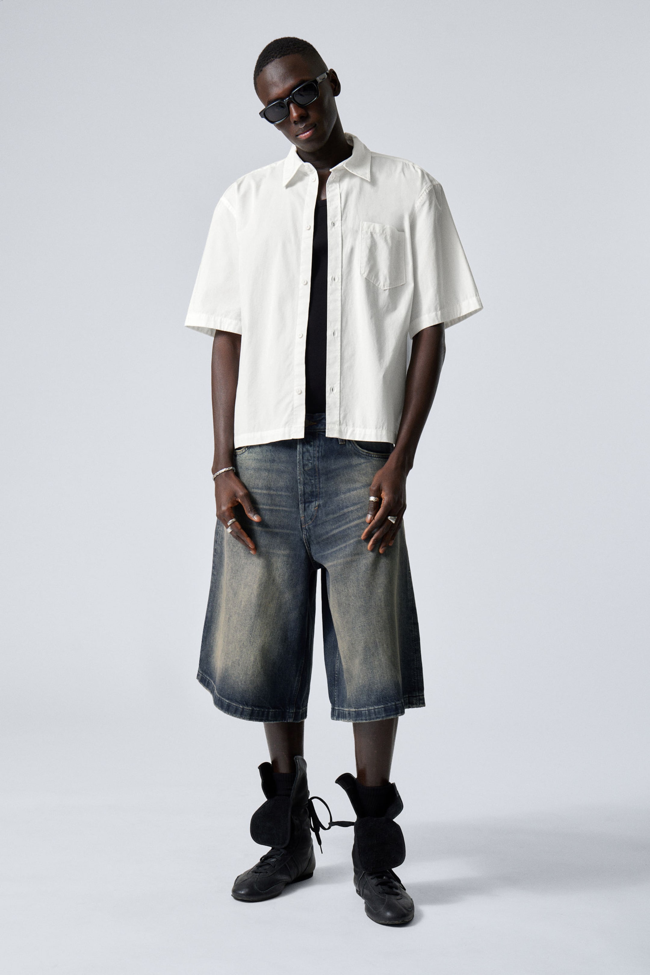 #F4F3E9 - Relaxed Fit Short-Sleeved Cotton Shirt - 2