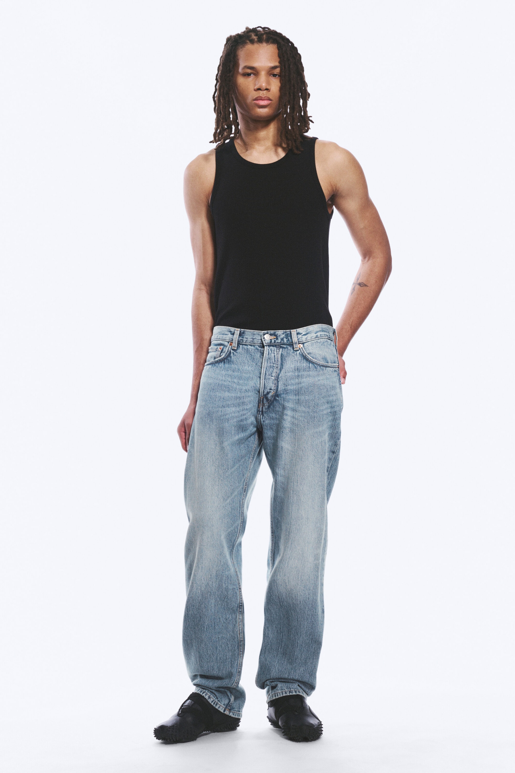 Blue Stream - Medium Blue - Space Mid Rise Relaxed Straight Leg Jeans - 0