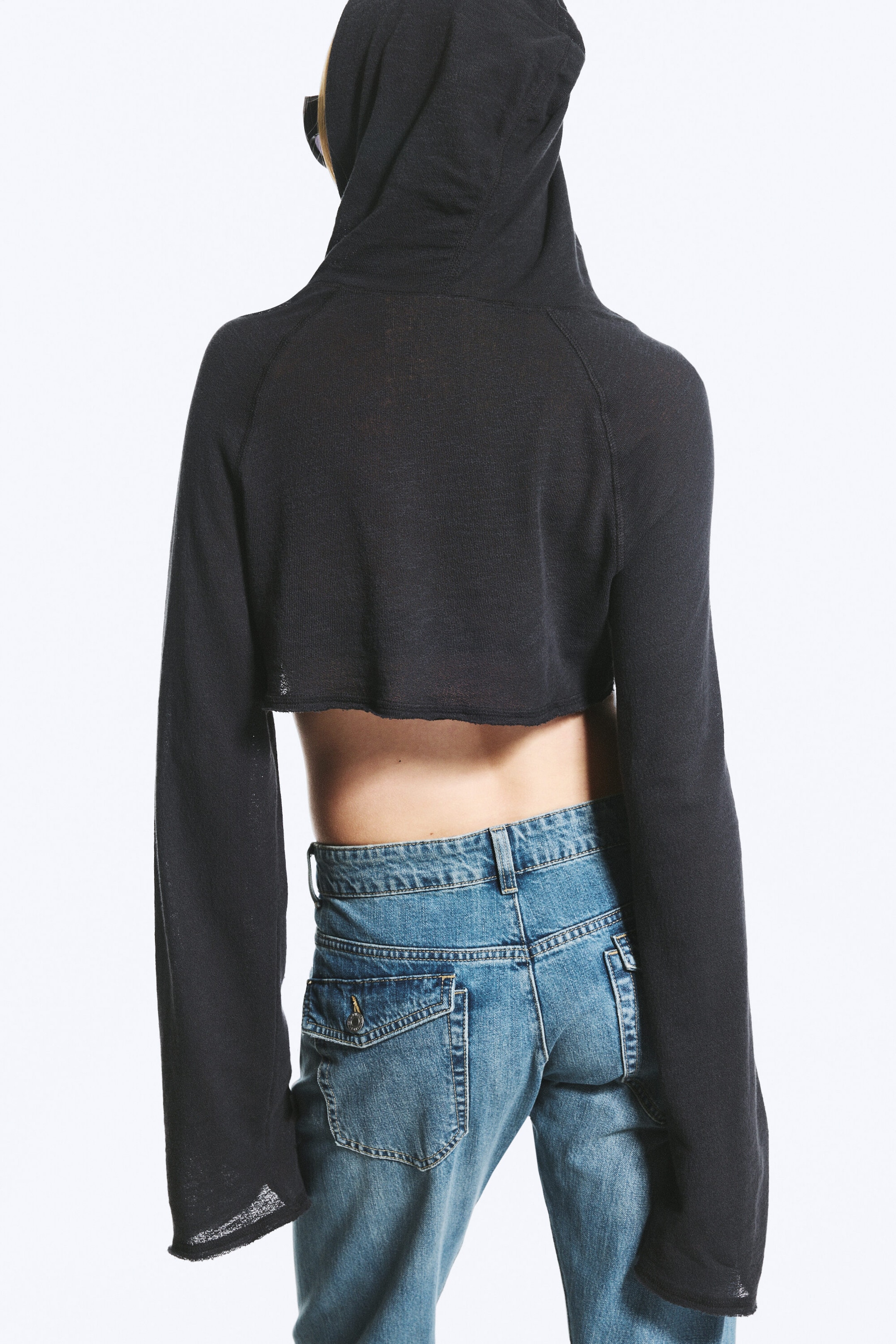 Dark Grey - Cropped Hooded Bolero - 3