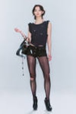 Undone Black - Black - Booty Bei Low Rise Mini Denim Shorts - 1