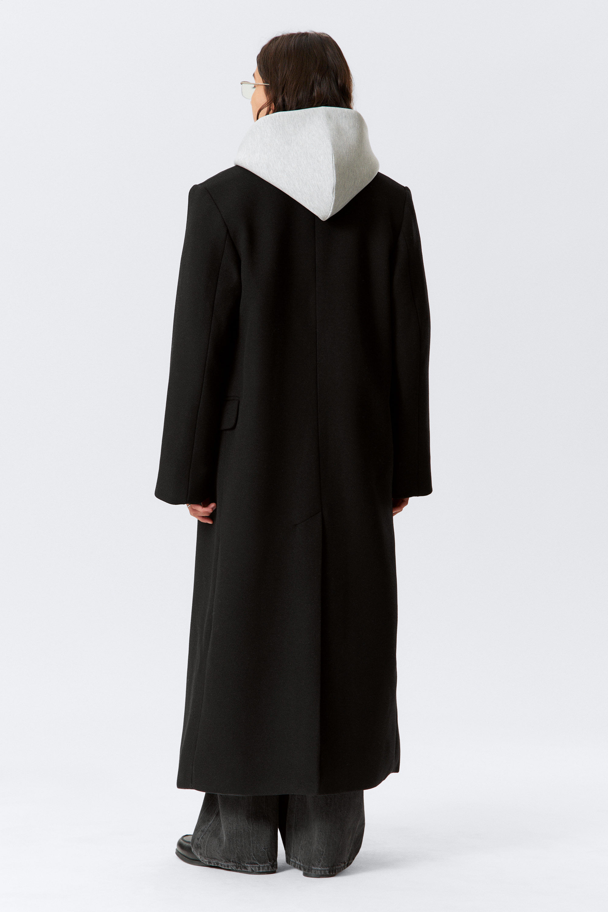 Schwarz - Zweireihiger Oversized-Mantel aus Wollmischung - 3