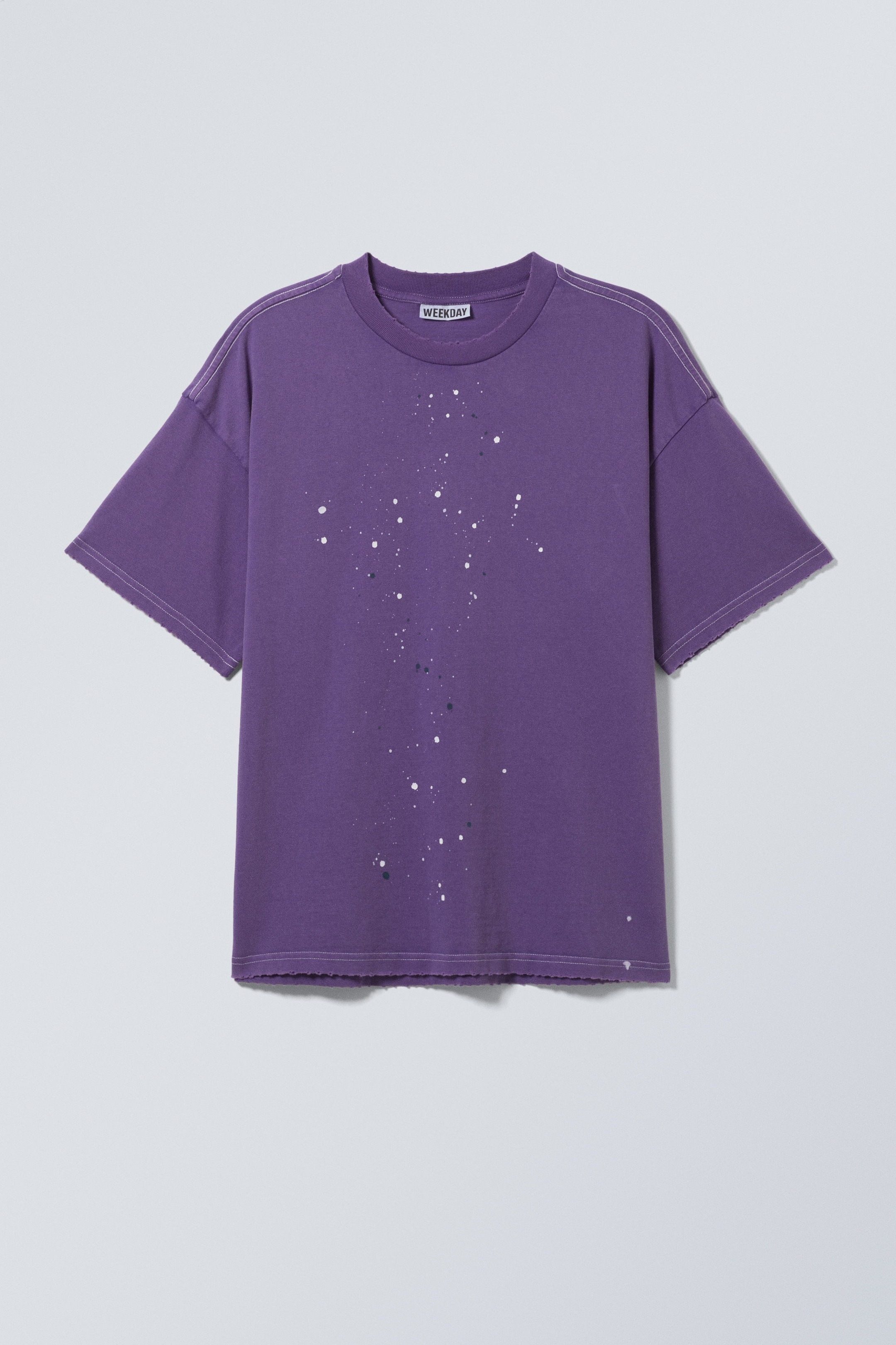 Purple - White Splash - Boxy Printed Graphic T-shirt - 1