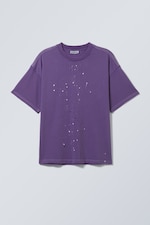 Purple - White Splash - Boxy Printed Graphic T-shirt - 0