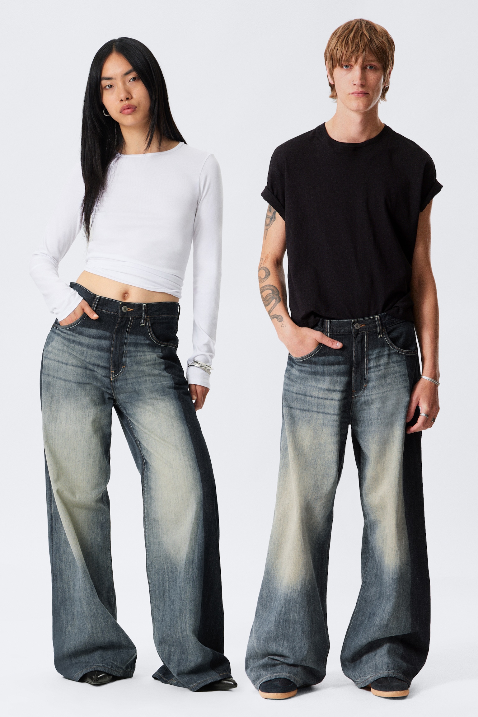 Solar Loose Wide Leg Unisex Jeans - Laser Board Blue - Medium Blue/Emerald Rinse - Dark Blue