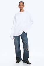 Weiß - Oversized-T-Shirt mit langen Ärmeln - 1