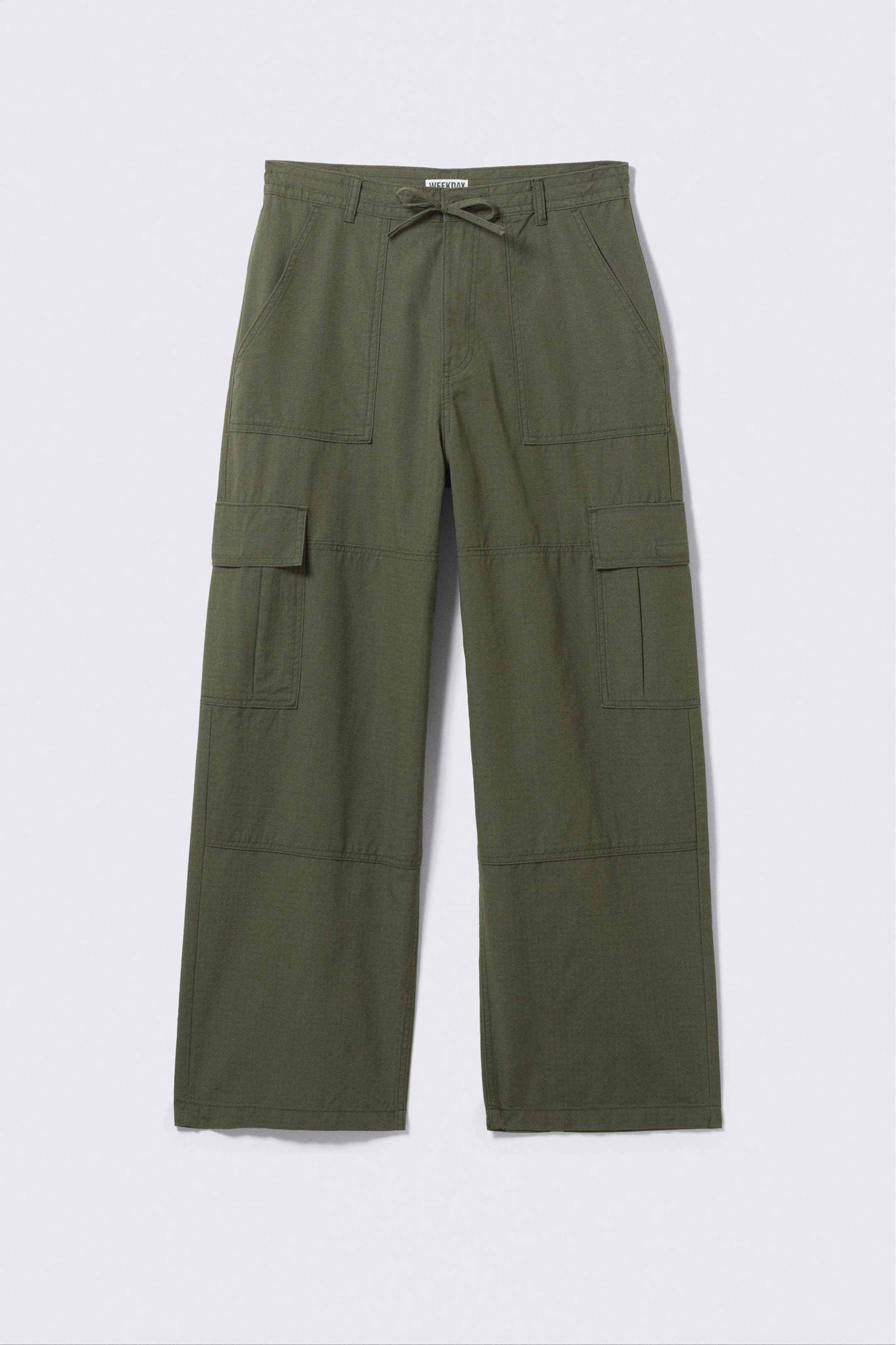 Dark Khaki Green - Baggy Ripstop Cargo Trousers - 4