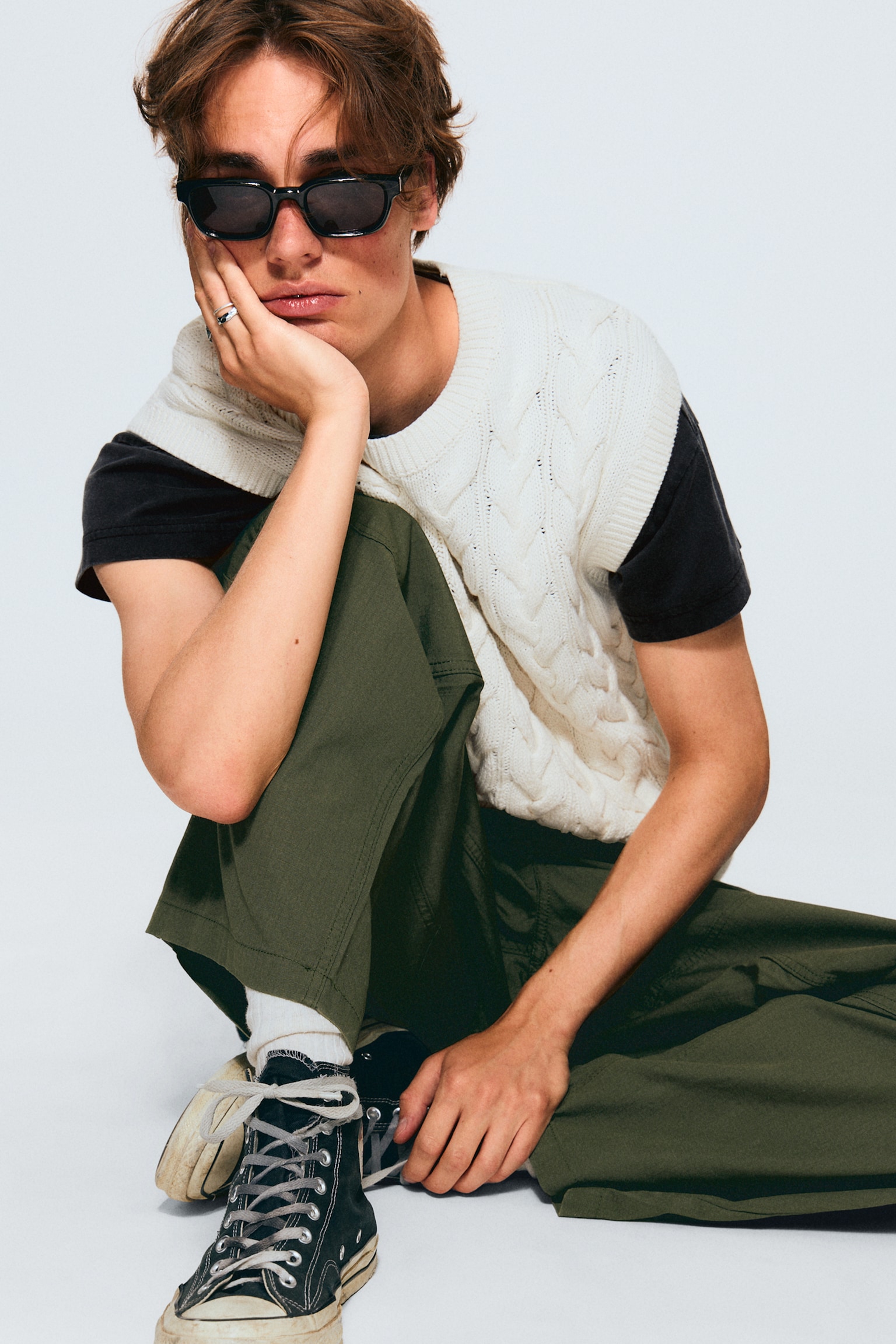 Spodnie Baggy Ripstop Cargo - Ciemna zieleń khaki/Czarny - 4