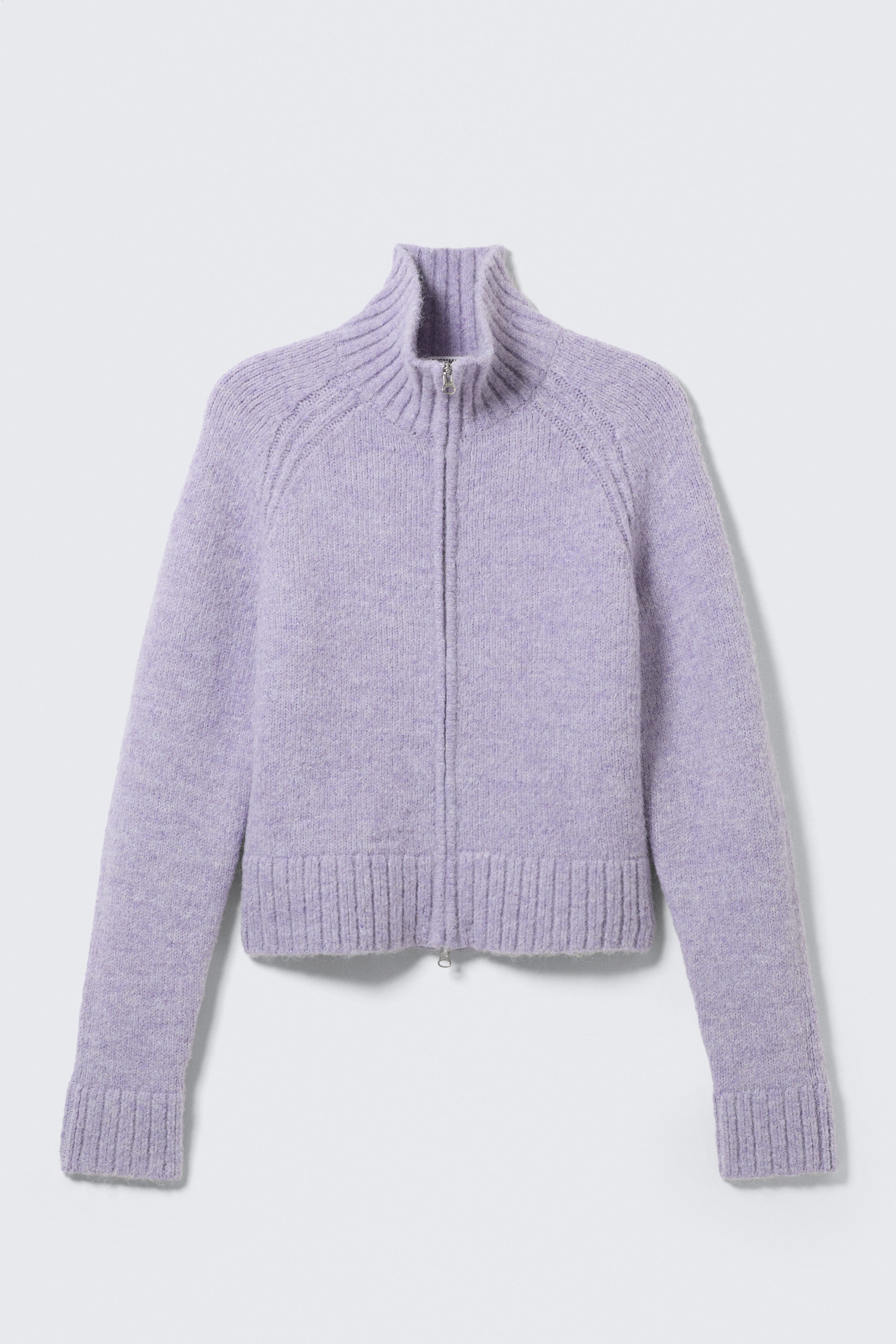 Mélange violet clair - Cardigan zippé ajusté en maille douce - 4