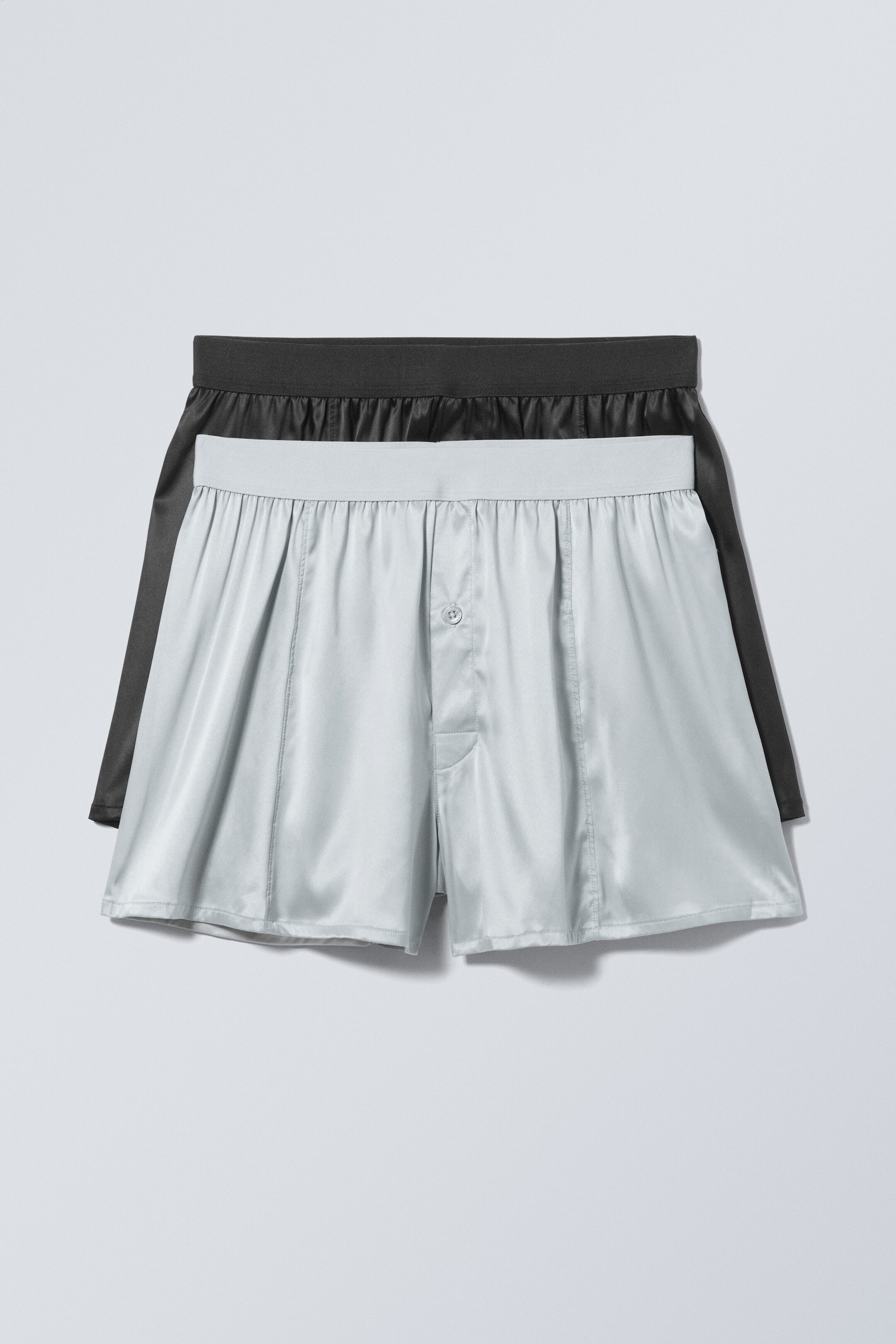 Schwarz/Grau - Boxershorts aus Satin im 2er-Pack - 0