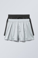 Schwarz/Grau - Boxershorts aus Satin im 2er-Pack - 0
