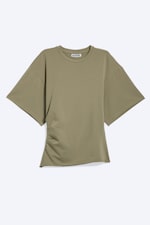 Dimmig Khakigrön - DRAPERAD FIGURNÄRA T-SHIRT - 3