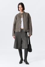 Grå - Oversized Washed Canvas Jacket - 3