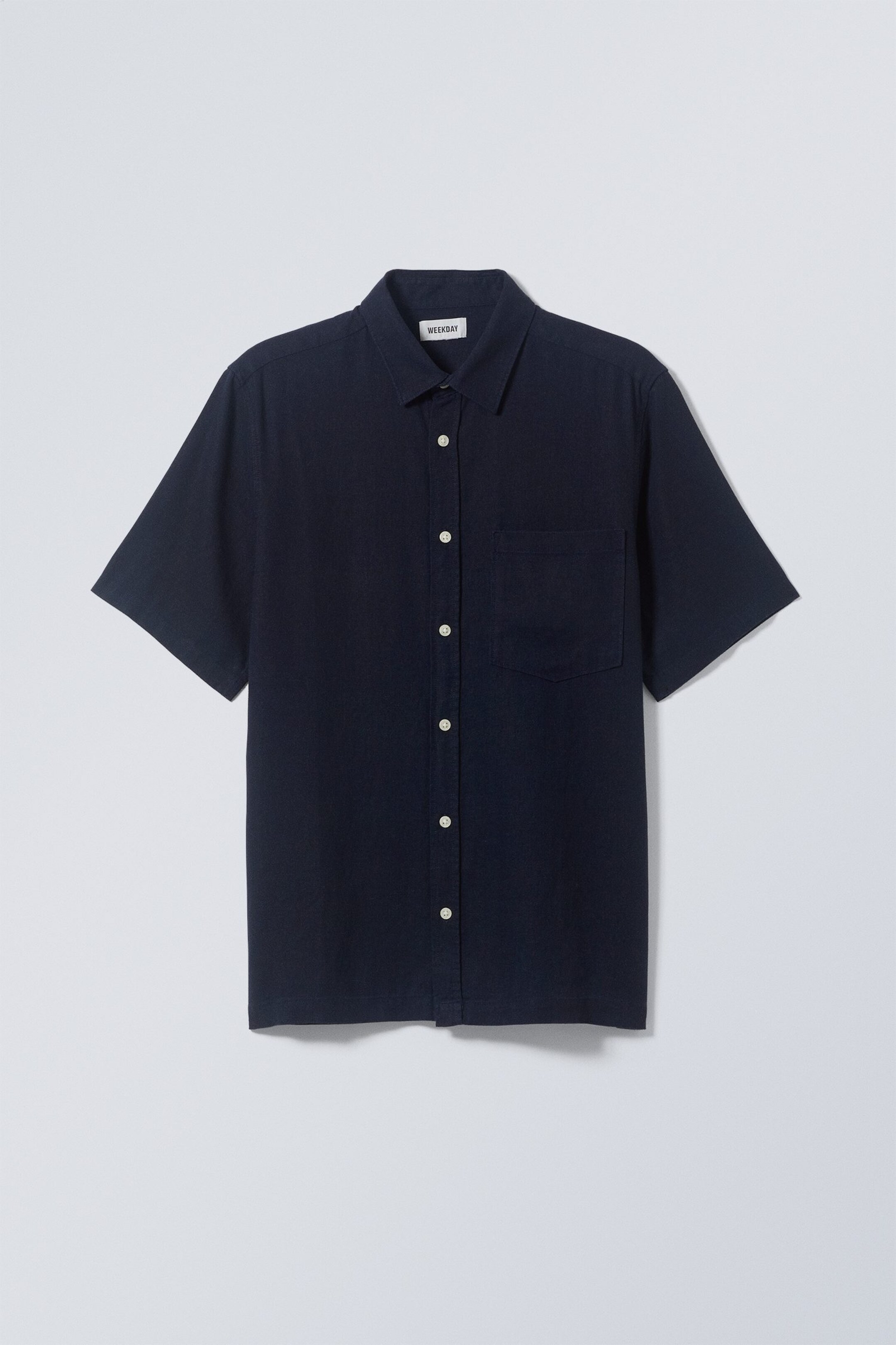 Bleu foncé - Chemise en lin à manches courtes Randy - 0