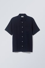 Bleu foncé - Chemise en lin à manches courtes Randy - 0