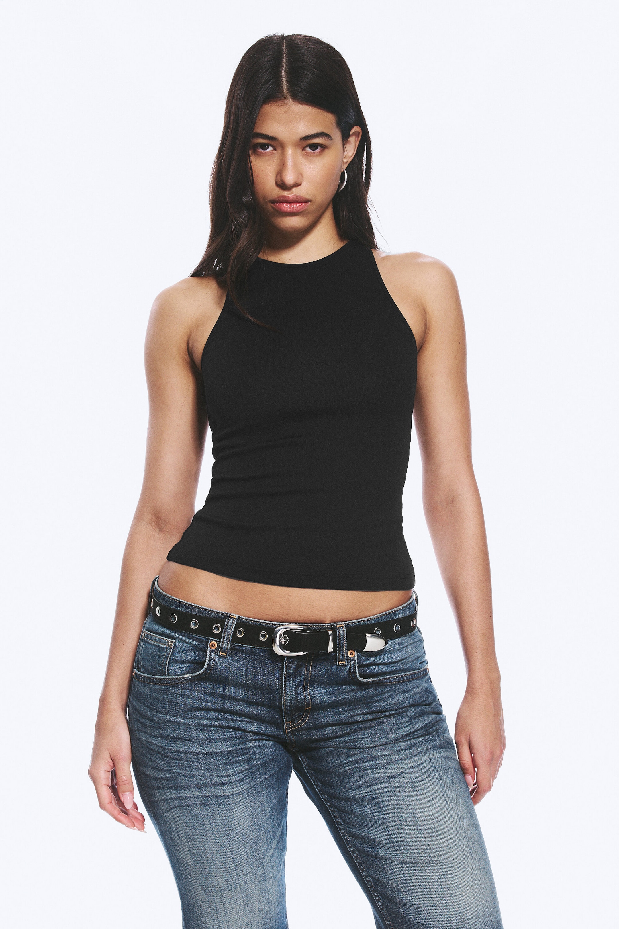 Black - Fitted Cotton Jersey Tank Top - 1
