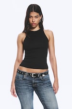 Black - Fitted Cotton Jersey Tank Top - 0