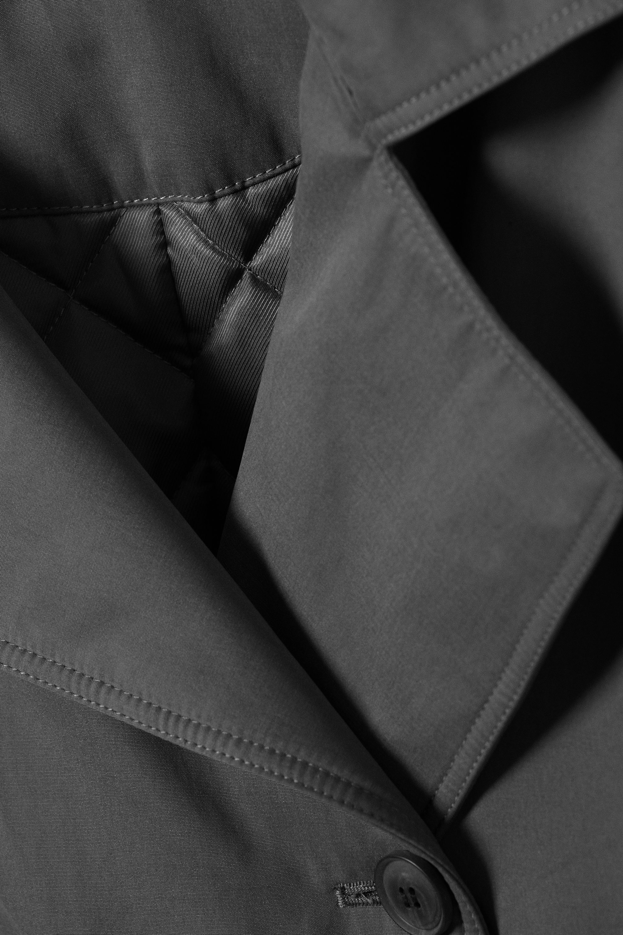 Dark Grey - OVERSIZED PADDED TRENCH COAT - 7