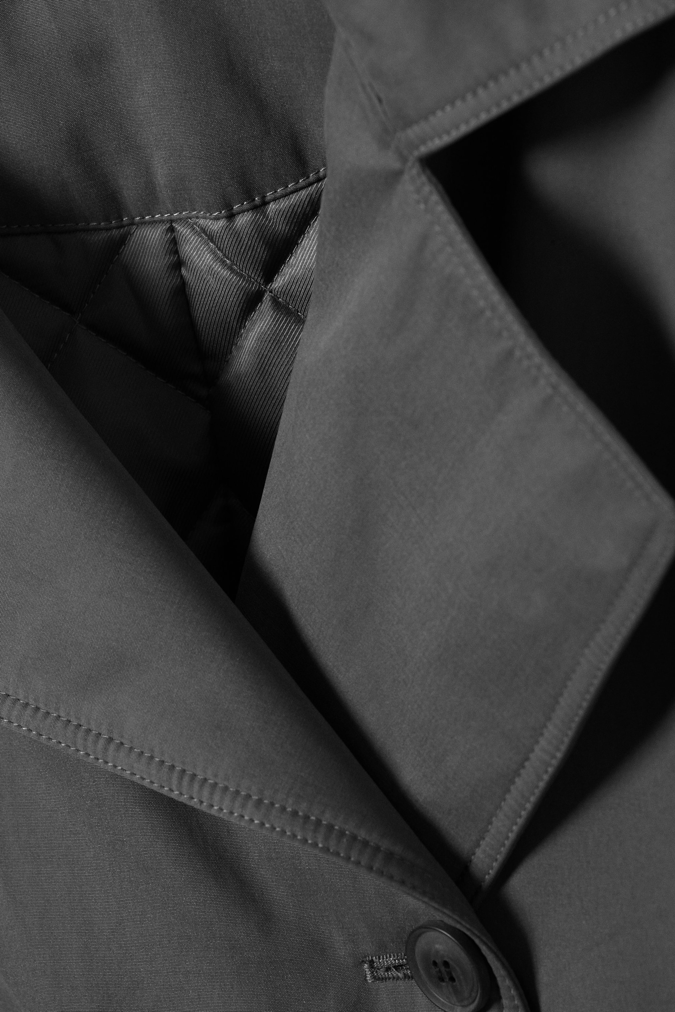 Dark Grey - OVERSIZED PADDED TRENCH COAT - 2