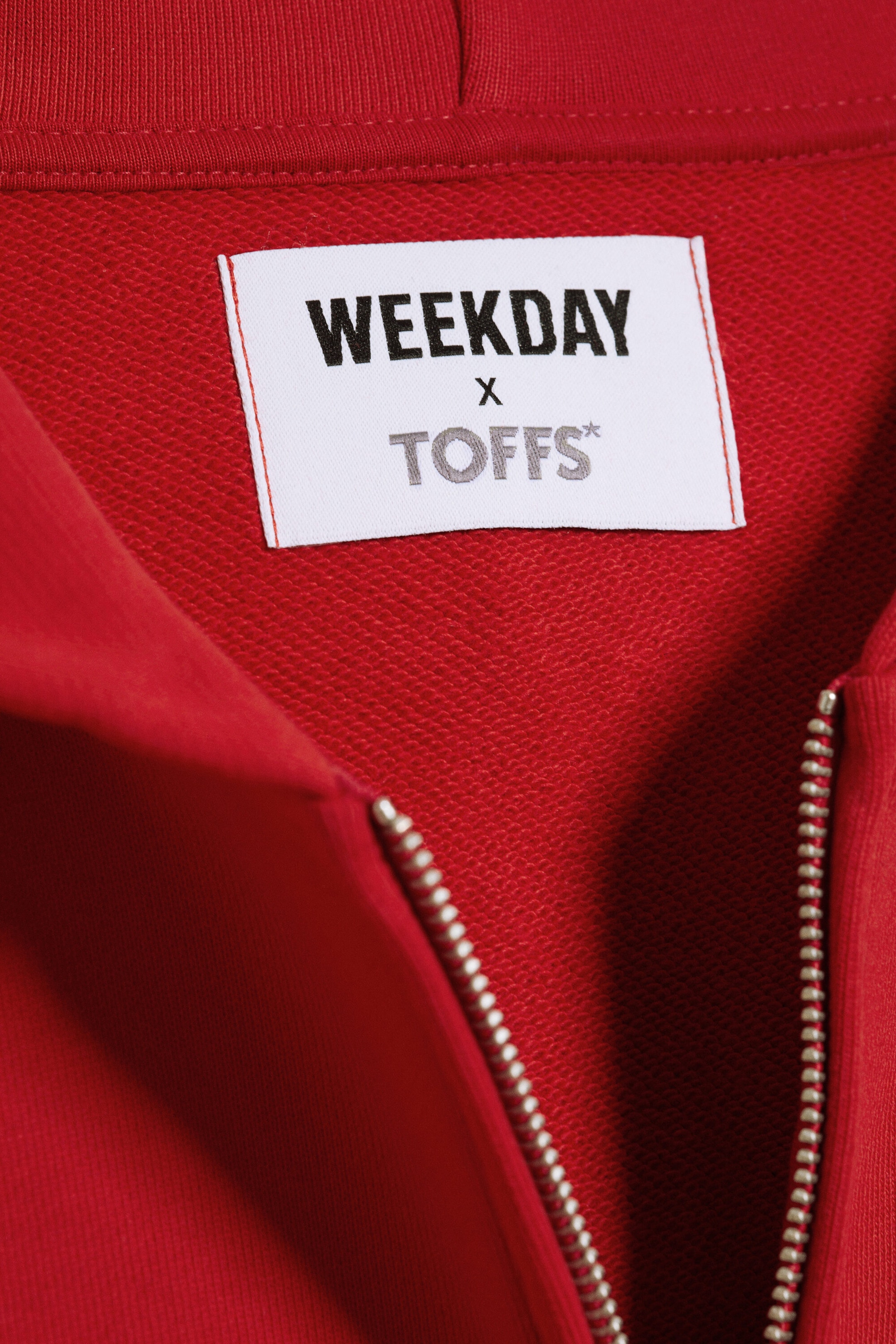 Bright Red - TOFFS Loose Fit Zip Football Hoodie - 6