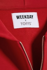 Bright Red - TOFFS Loose Fit Zip Football Hoodie - 6