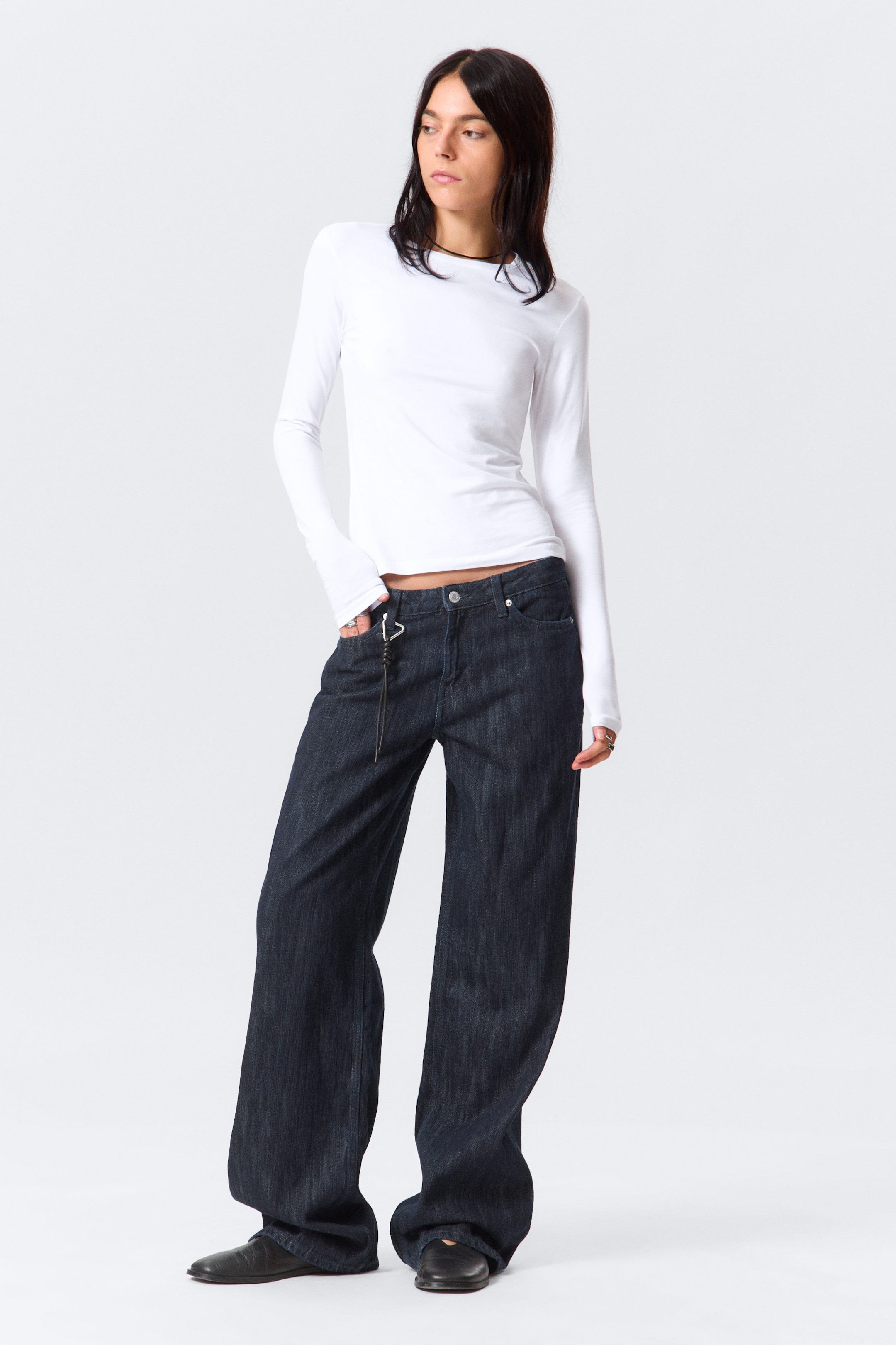 Weiß - Schmales Langarmtop - 2