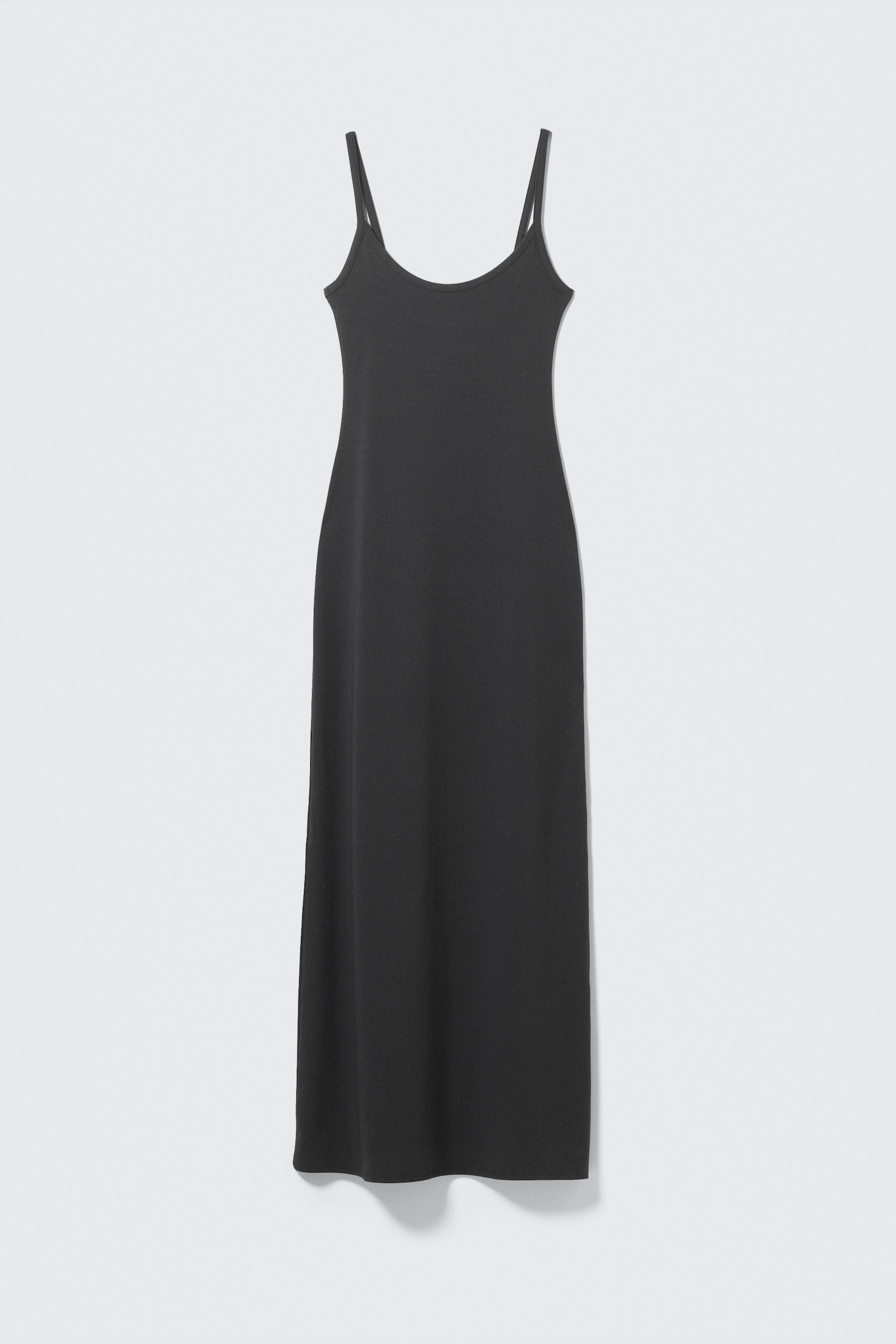 Maxikleid mit glatten Trägern - Off-black/Graubraun & Schwarz gestreift