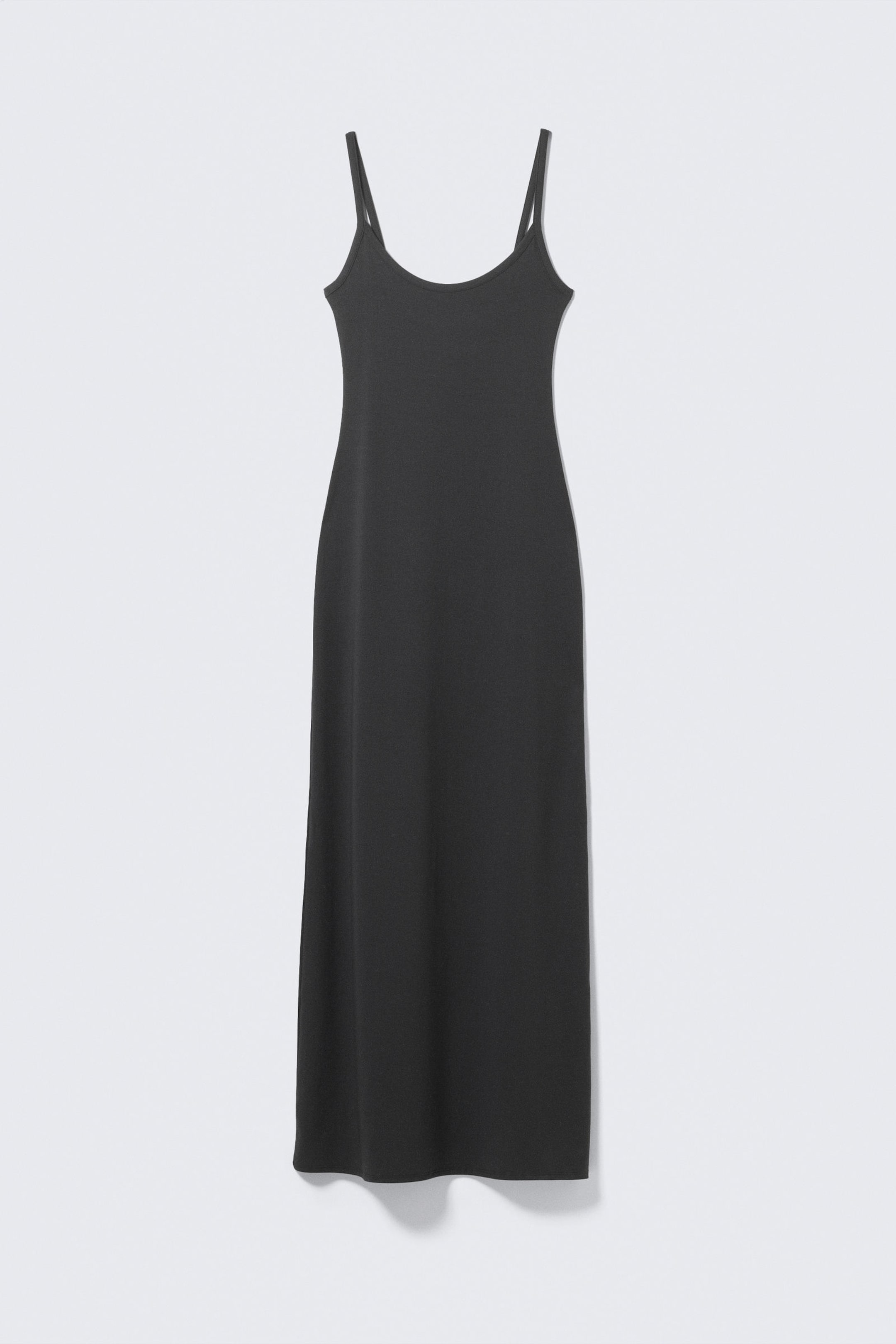 Off-black - Smooth Strap Maxi Dress - 3