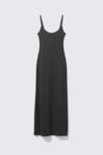 Off-black - Smooth Strap Maxi Dress - 3