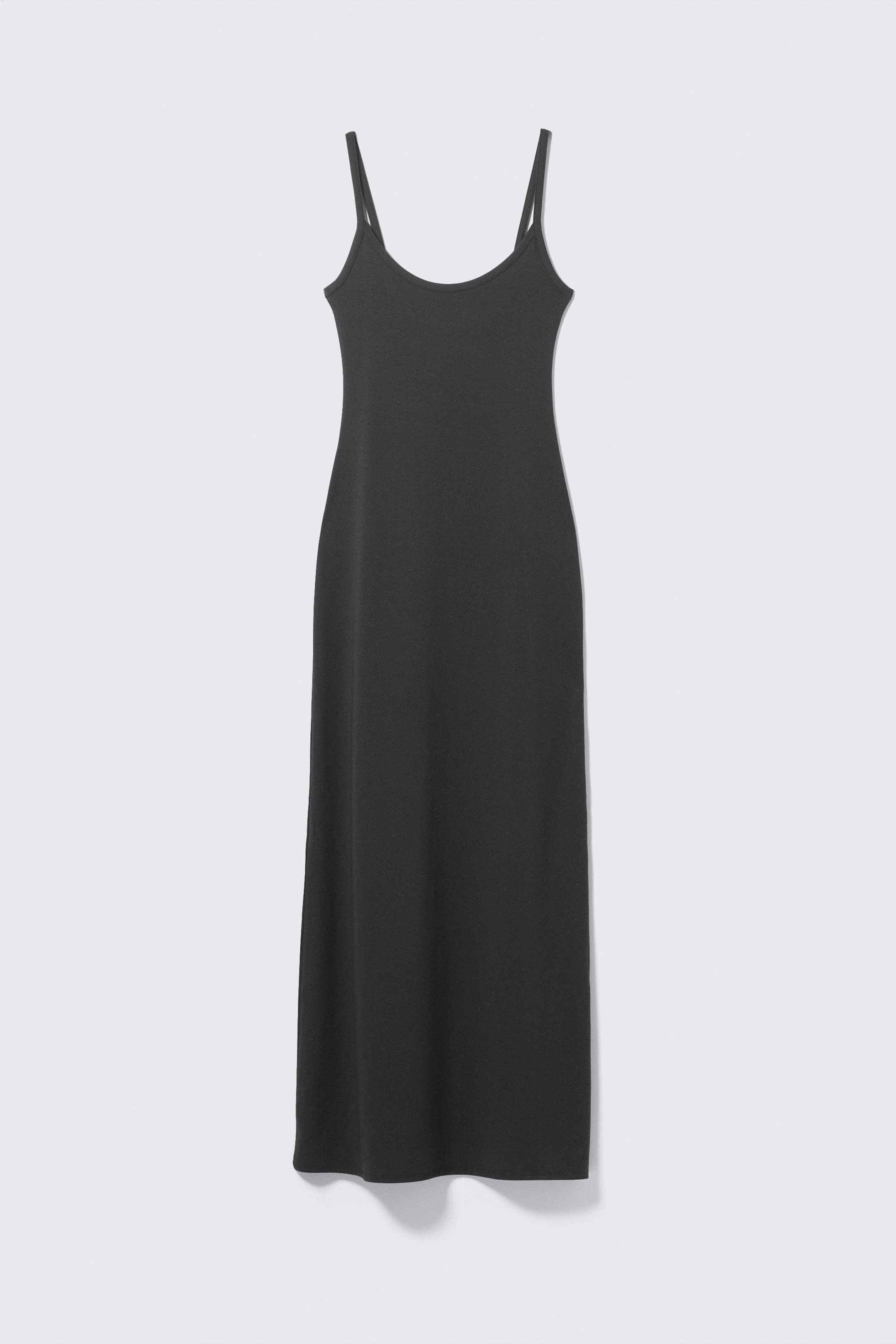Off-black - Smooth Strap Maxi Dress - 1