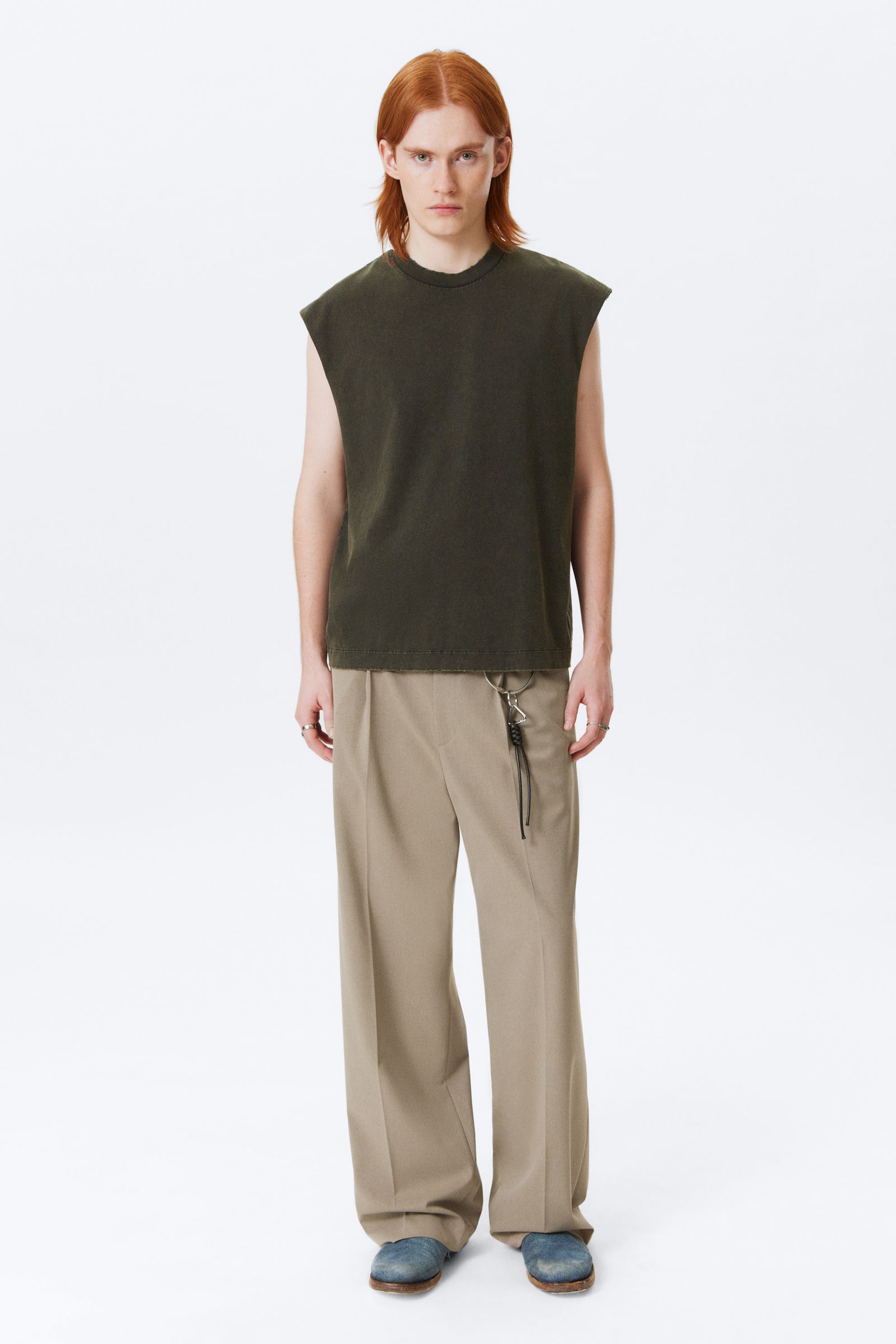 #35393A - Ruime vierkante tanktop met onafgewerkte zoom - 2
