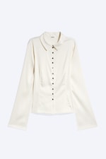 White - Slim Satin Shirt - 4