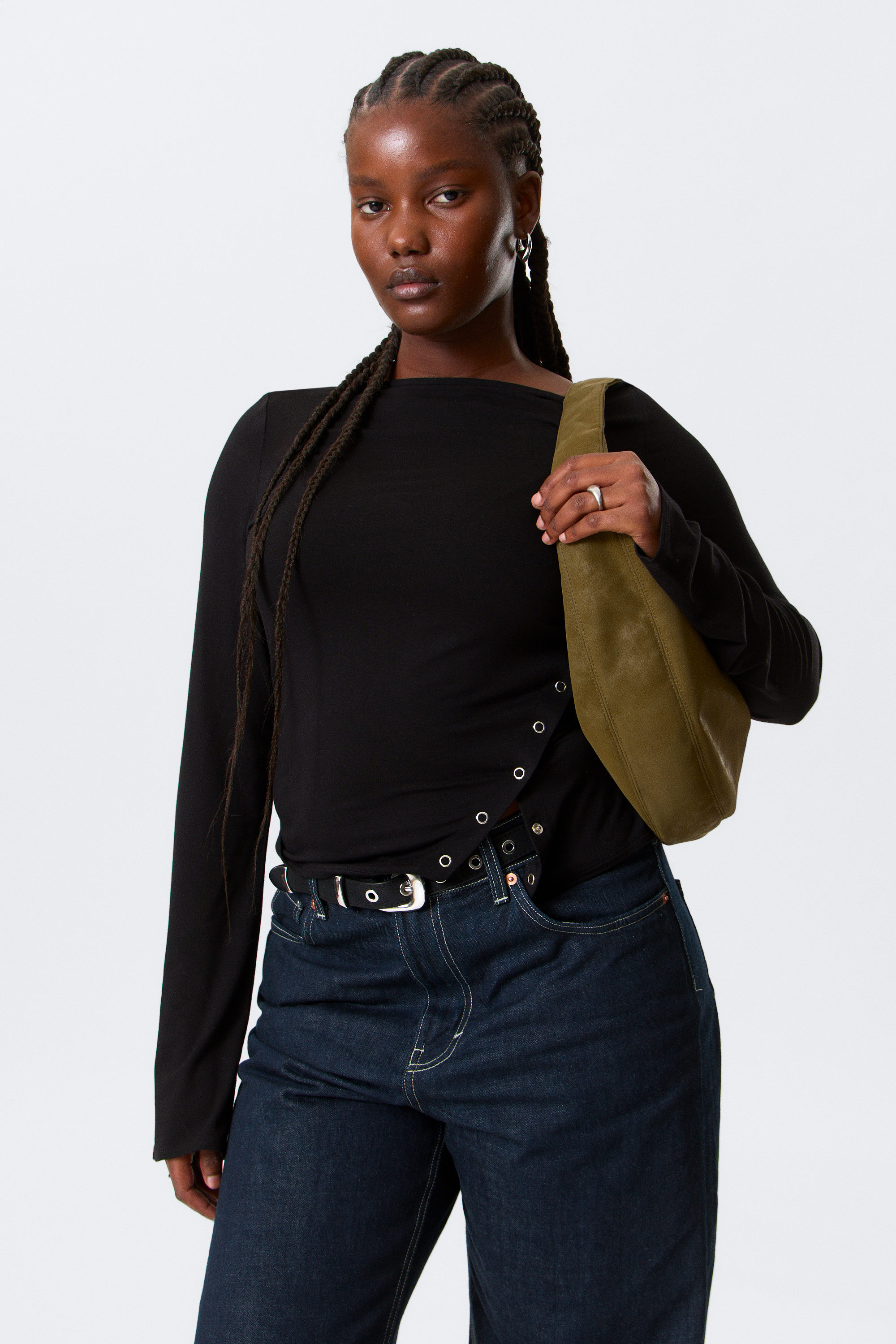 Vert kaki foncé - Sac à bandoulière arrondi moyen - 2