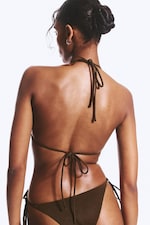 Dark Brown - Strappy Triangle Bikini Top - 2