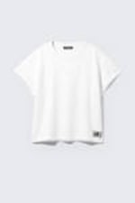 Wit - geel logo - CM x LB boxy uniseks T-shirt met print - 6