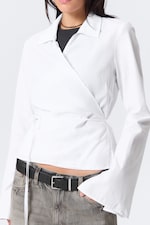 White - Long-Sleeved Wrap Poplin Shirt - 1