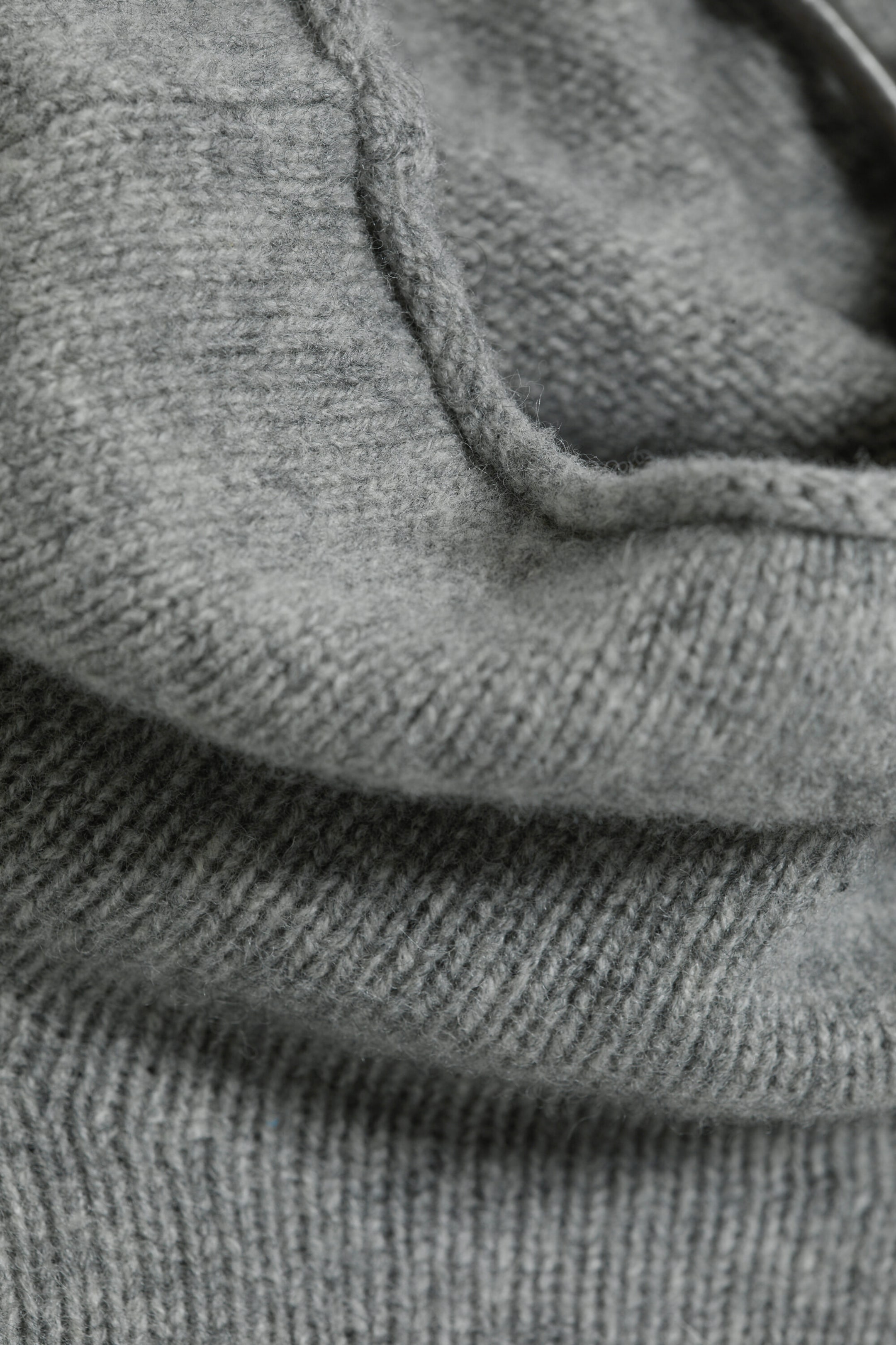 Grey Melange - Loose Wool Turtleneck Sweater - 5