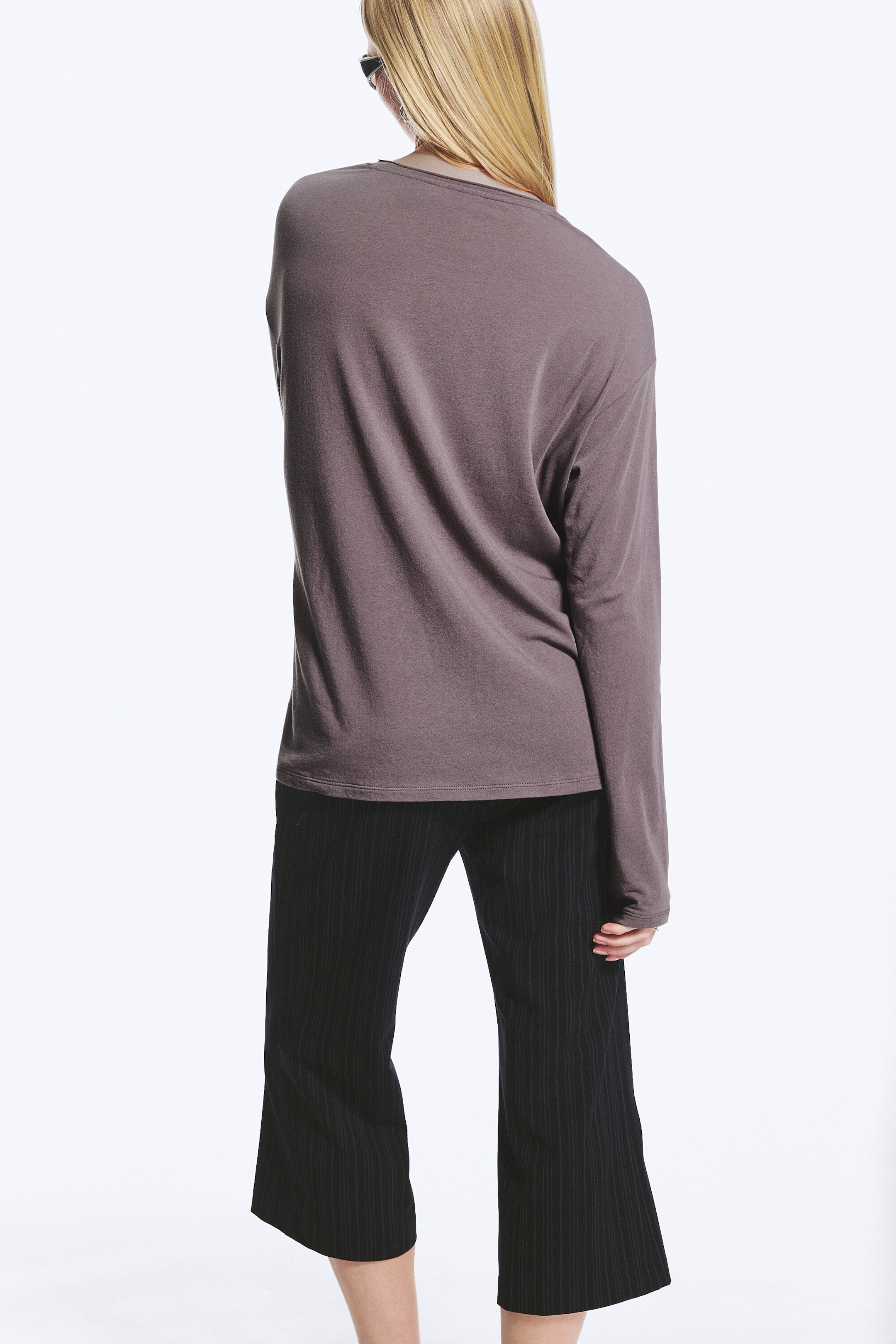 Washed Purple - Locker geschnittenes Longsleeve - 3
