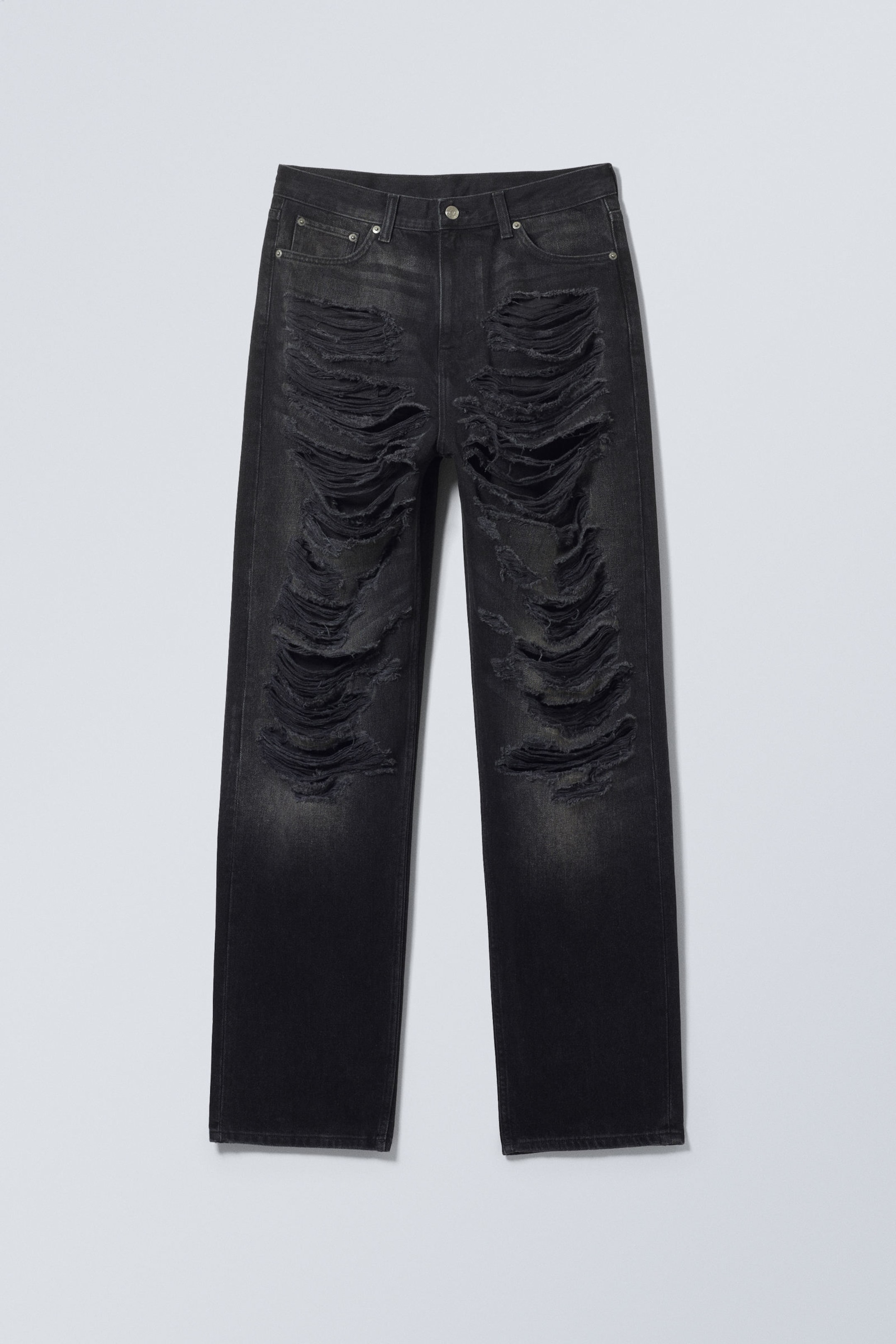 Distressed Black - Galaxy Loose Straight Distressed Jeans - 1