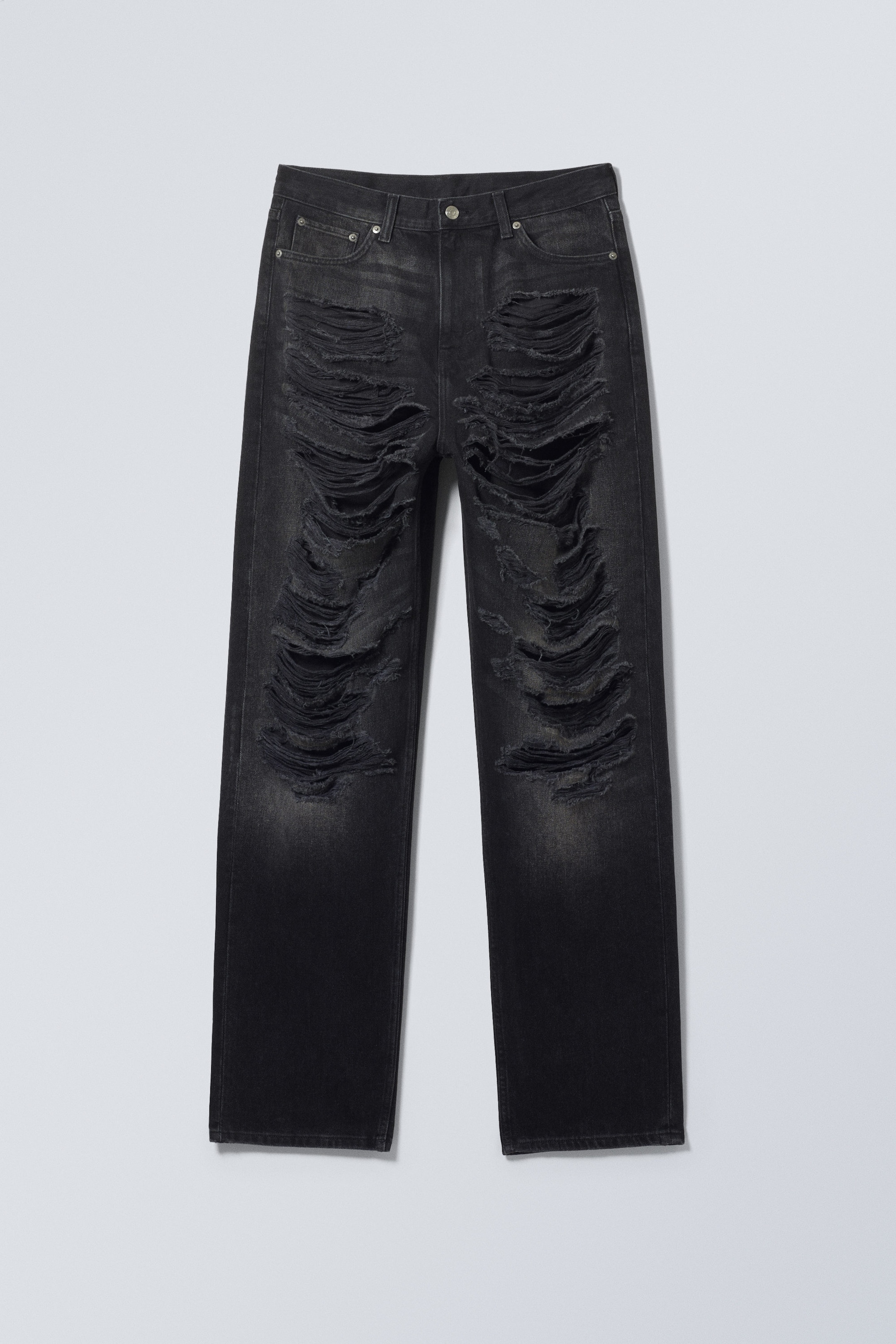 Distressed zwart - Losse rechte distressed Galaxy jeans - 1