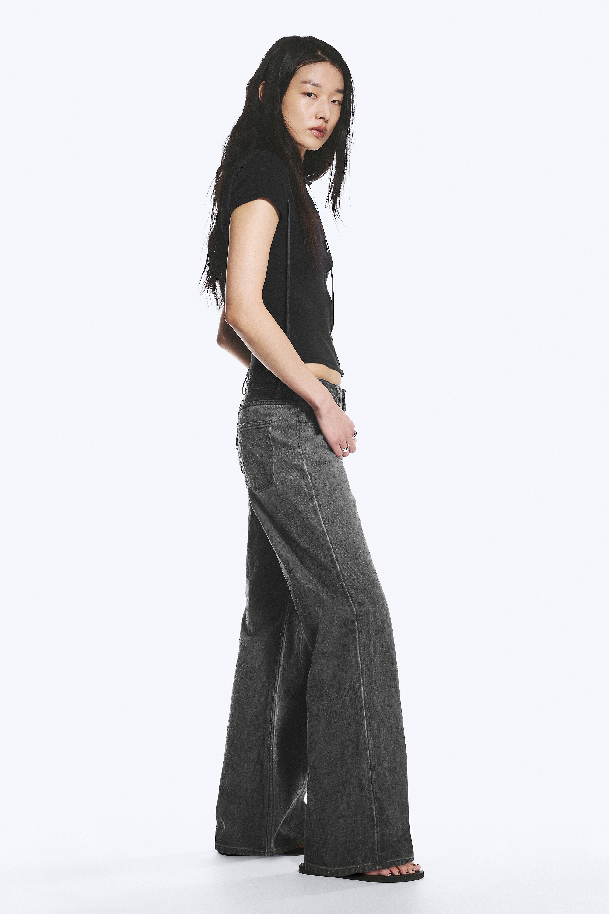 Low Rise Loose Bootcut Trousers