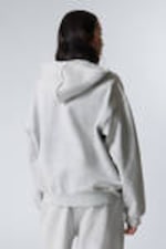 Grijs gemêleerd - Zware hoodie met boxy pasvorm en rits - 2