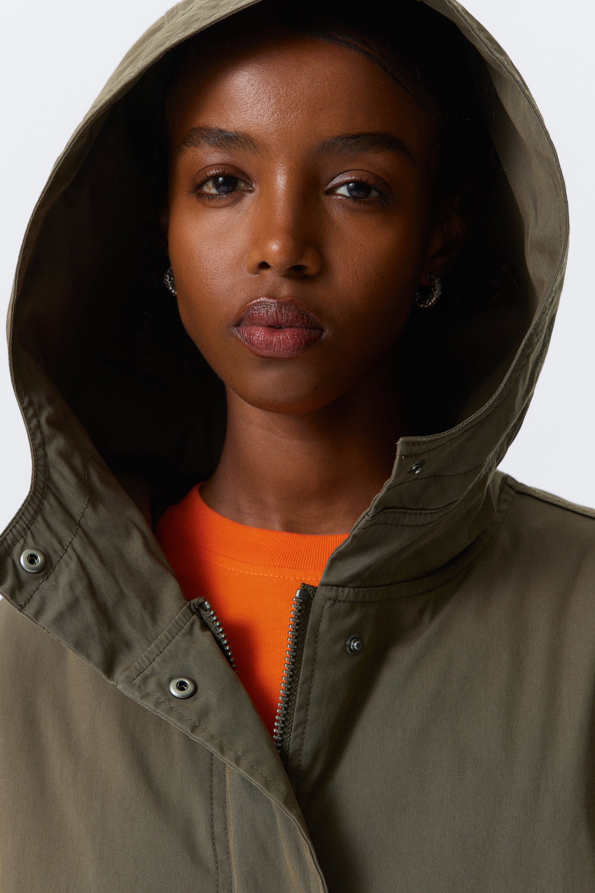 Khakibraun - Oversized Canvas-Parka mit Kapuze - 2
