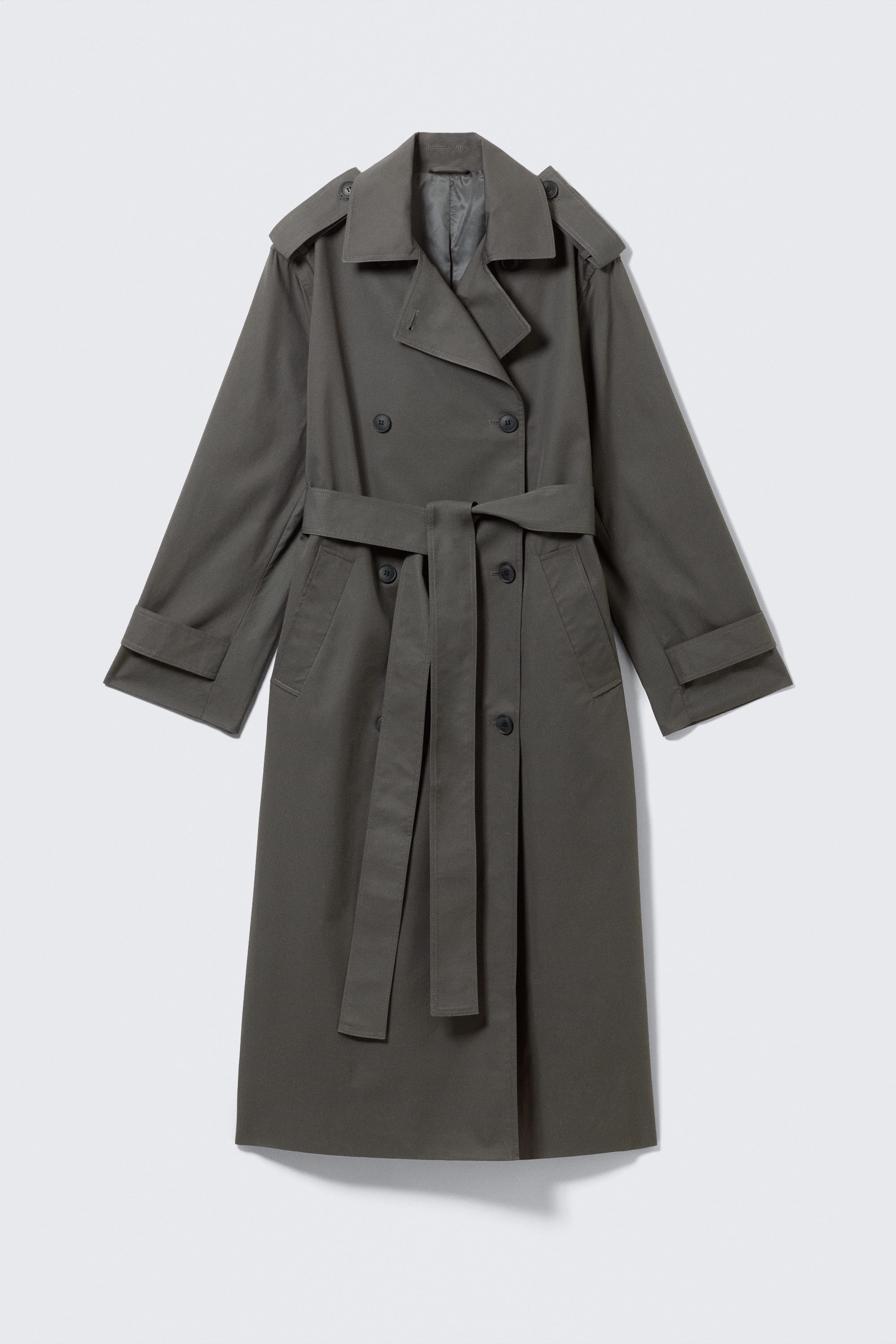 Mörkgrå - Oversized dubbelknäppt trenchcoat i canvas - 5